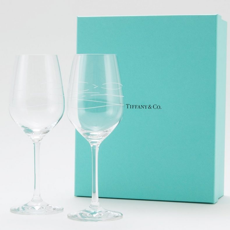 【名入れ対応可】ティファニー TIFFANY&Co カデンツ ワイン グラス ワイングラス セット ペア 2点セット 185ml お祝い ギフト用 結婚祝い 贈り物 (名入れなし)