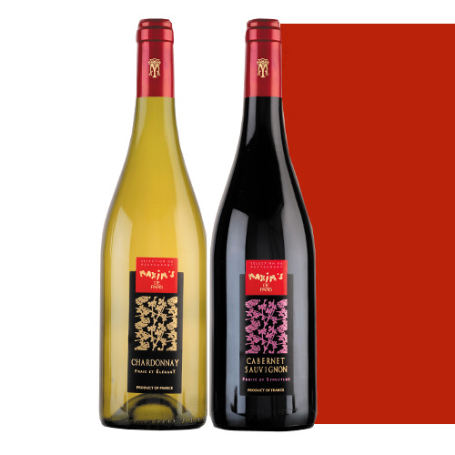 フランス産 赤ワインと白ワインのセット マキシム・ド・パリ「カベルネ・ソーヴィニヨン/シャルドネ」750ml ギフトボックス入り