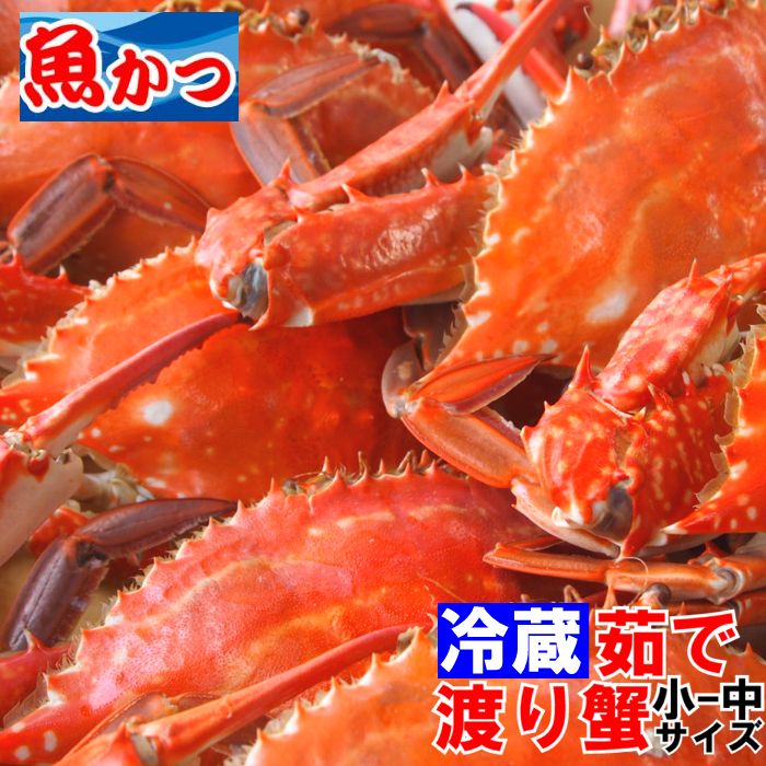 茹で(ゆで)渡り蟹 ワタリガニ 小、中3-4尾 送料無料 わたりがに、ガザミ